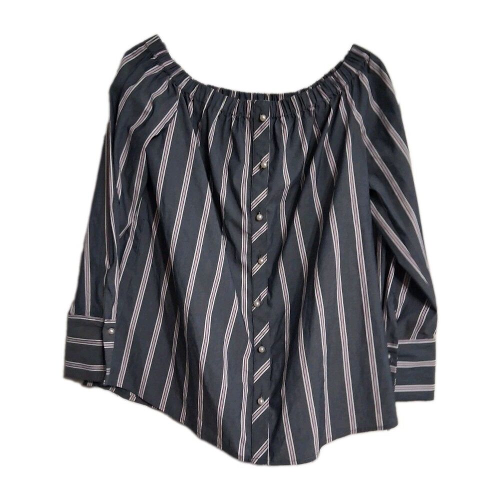 NWT Women's Como Vintage Off Shoulder Long Sleeve Shirt Top Size L N8